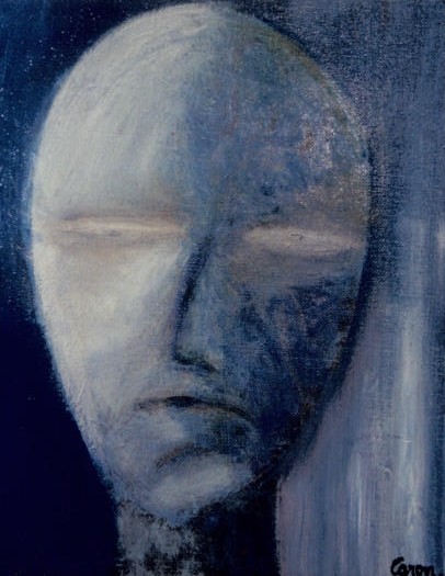 visage bleu